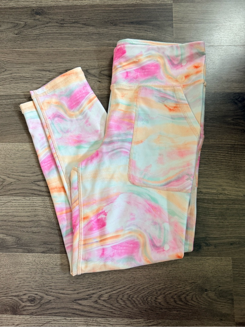 Xersion Kids Tie-Dye Leggings - Pink, Orange, Mint & Peach